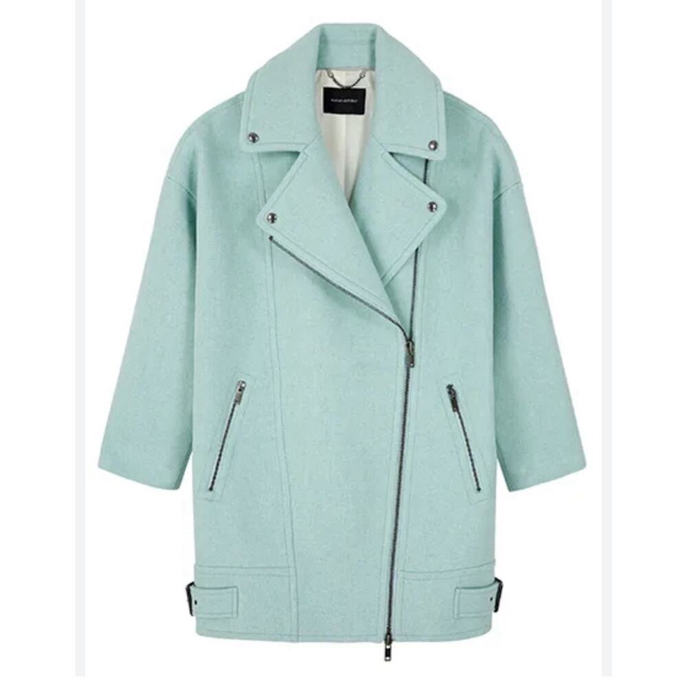 Banana Republic Jacket Womens Size XL Wool Blend Long Mint Green Cocoon Coat